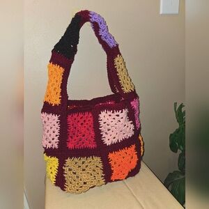 New handmade crochet granny square bag